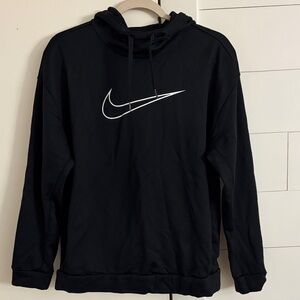 Nike Women's Black Hoodie with White Swoosh